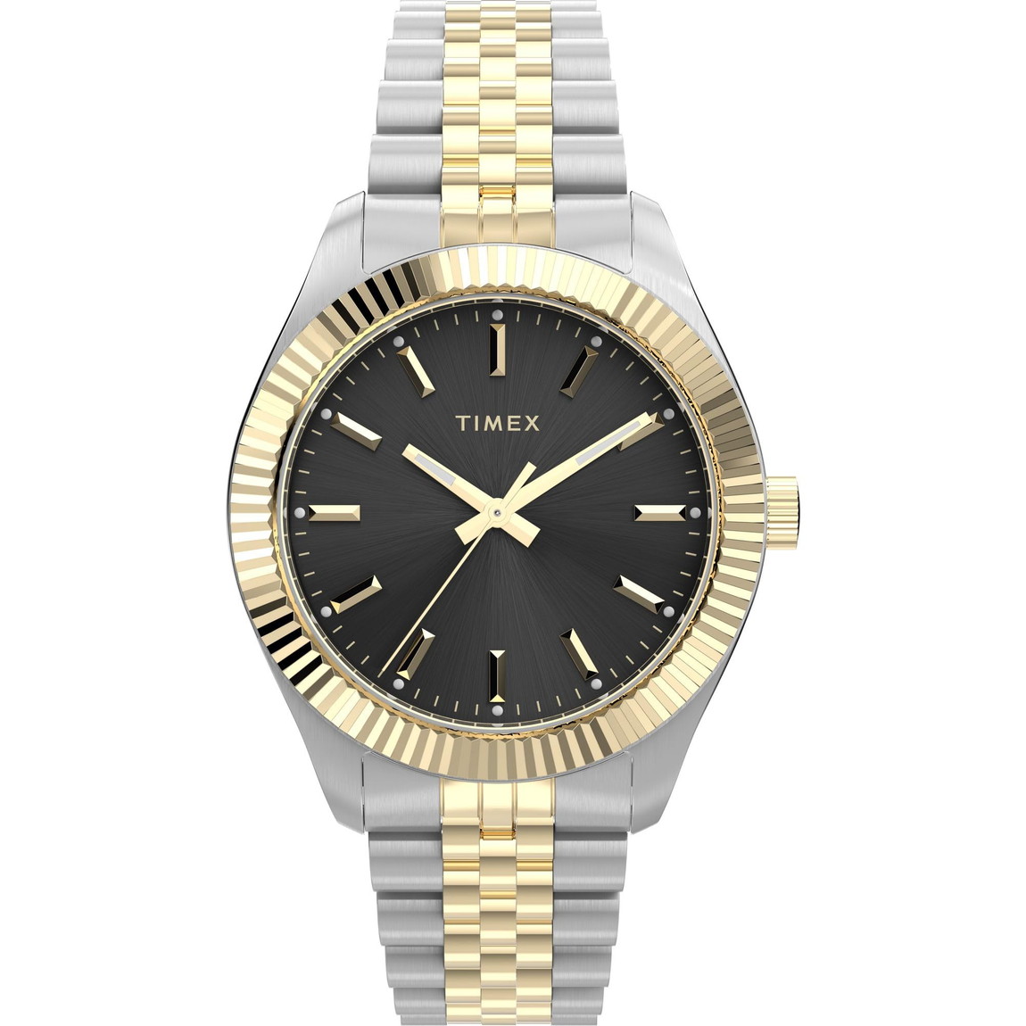 Timex レディース Legacy 36粍 ウオッチ ツートーン 腕輪 黒いこと文字盤 ゴールドトーンケース