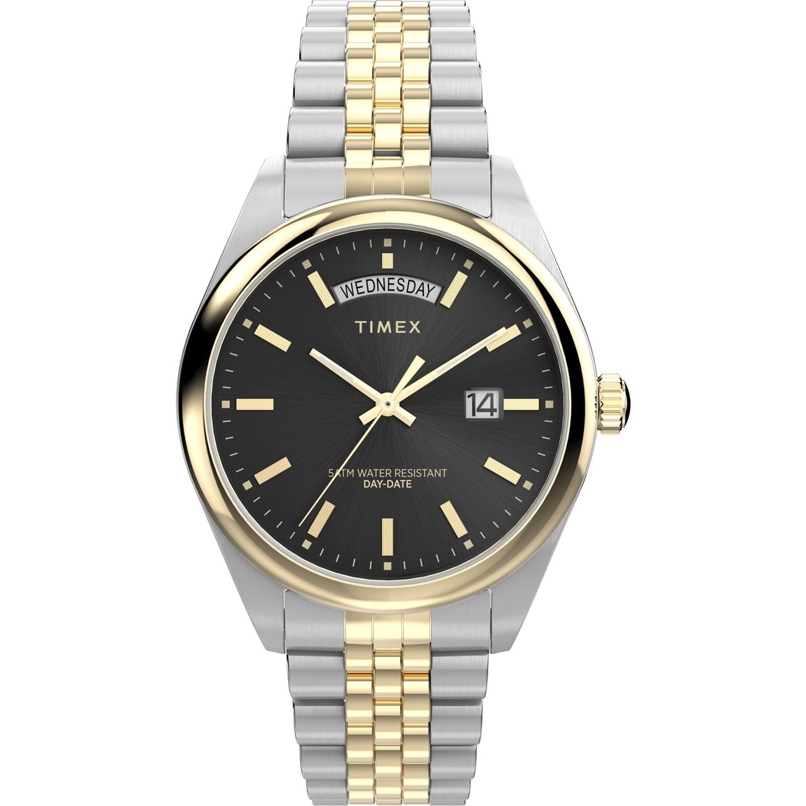 Timex メンズ Legacy 41mm 腕時計 ツートーン ブレスレット ブラックダイアル ツートーンケース