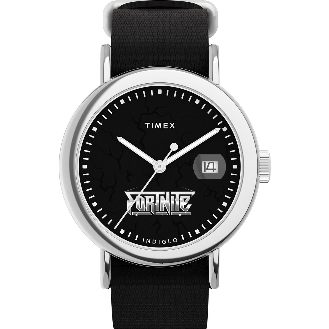 Timex メンズ Fortnite Weekender 37粍 ウオッチ ブラックストラップ 黒いこと文字盤 シルバートーンケース