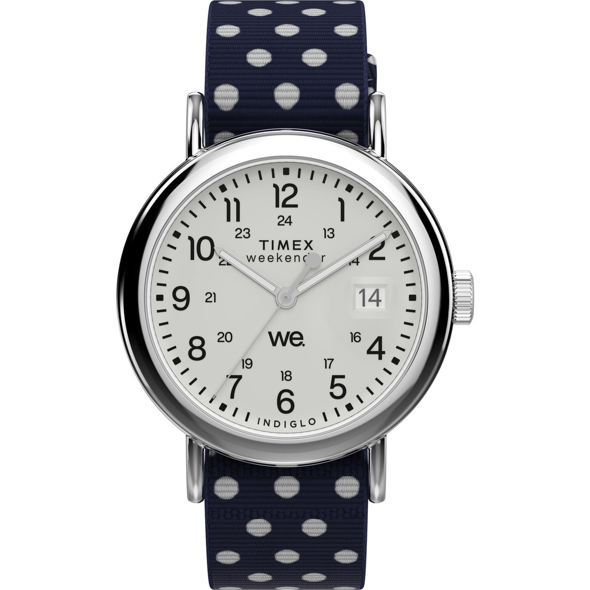 Timex レディース Weekender 40mm 腕時計 ブルーストラップ ホワイトダイアル シルバートーンケース