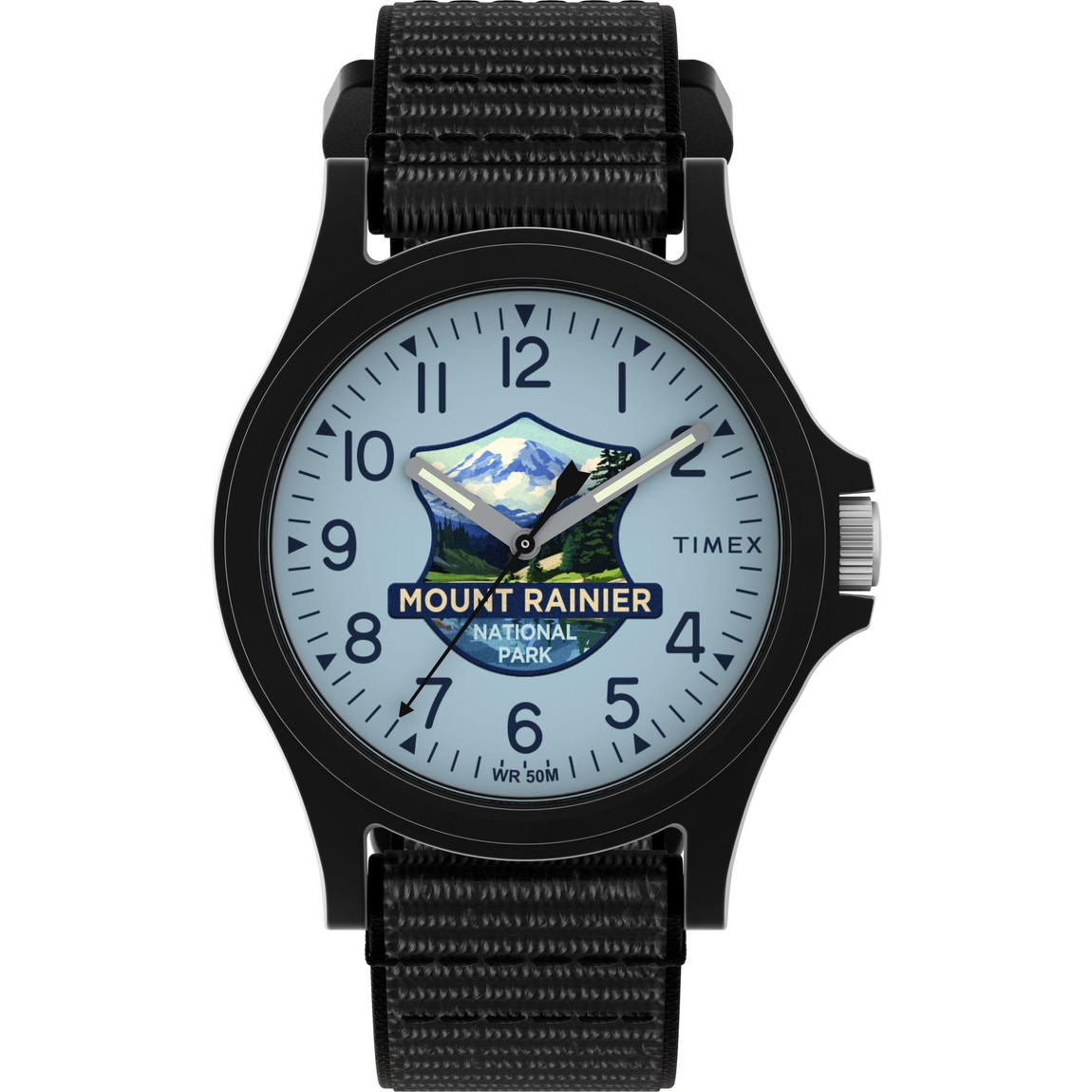 Timex ユニ一発やる Mount Rainier National Park 40粍 ウオッチ 黒いこと Fastwrap 青碧文字盤 黒いこと容れもの