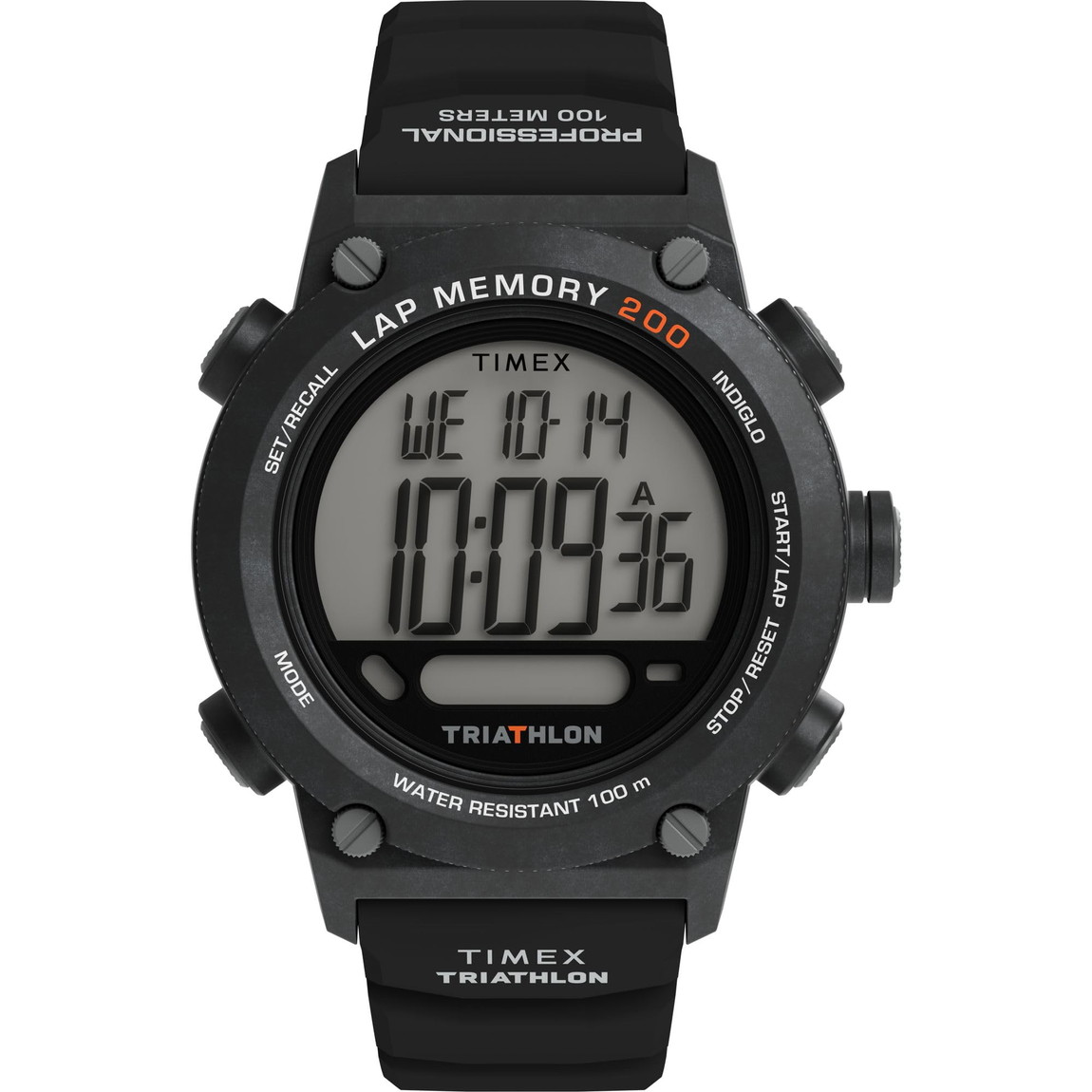 Timex メンズ Triathlon 44粍 ウオッチ ブラックストラップ デジタル文字盤 黒いこと容れもの