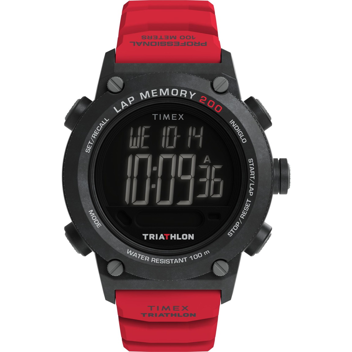 Timex メンズ Triathlon 44粍 ウオッチ ブラックストラップ デジタル文字盤 黒いこと容れもの