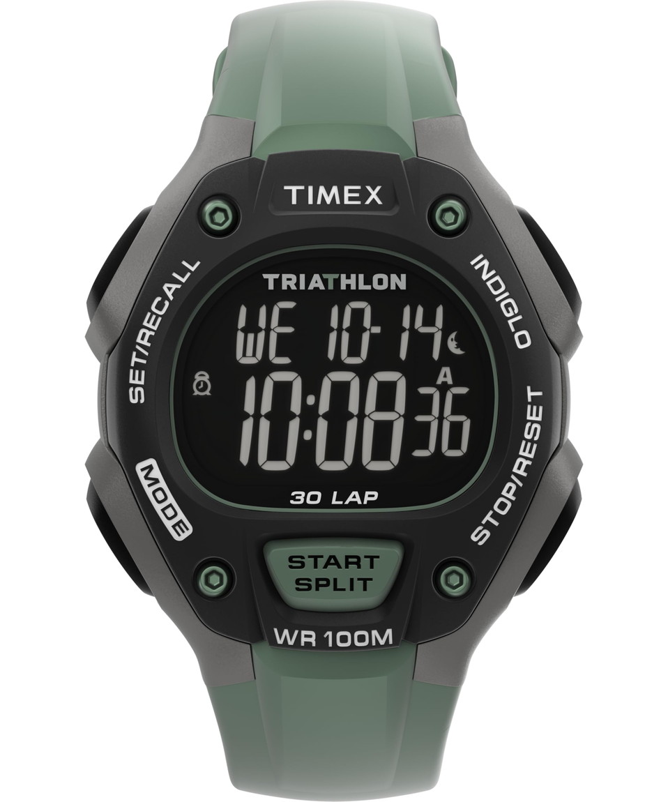 Timex メンズ Triathlon Classic 38 粍 ウオッチ 緑であること PU 背広 デジタル文字盤 黒いこと容れもの TW5M67300