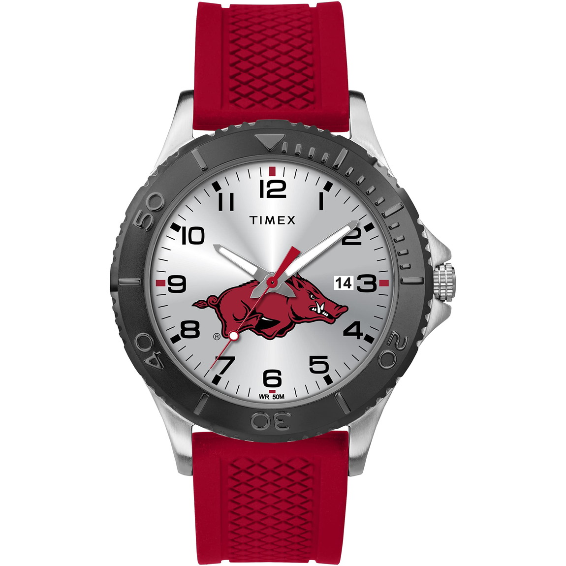 Timex メンズ Collegiate Gamer 42粍 ウオッチ Razorbacks 赤いこと シリコンストラップ