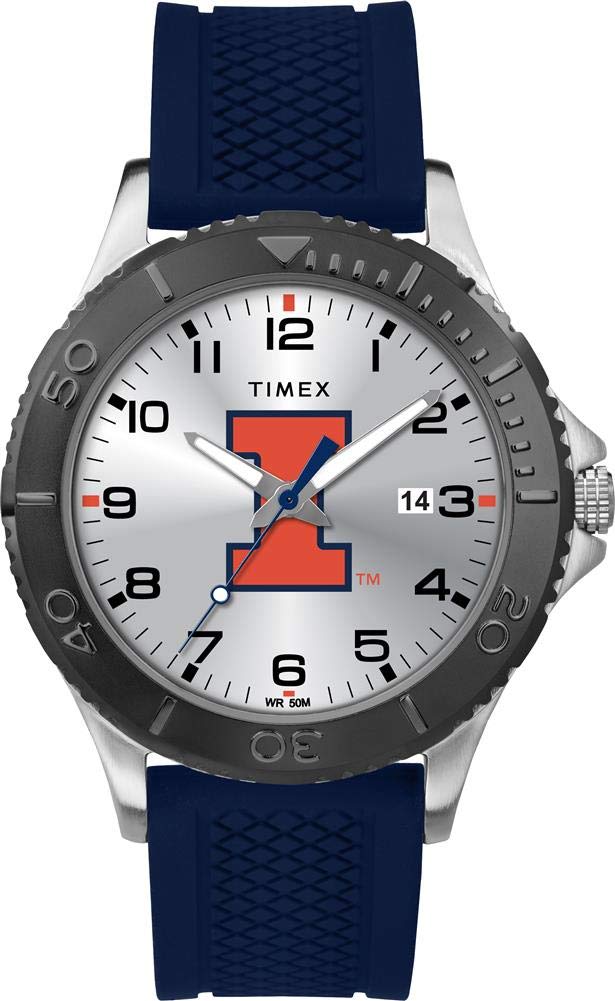 Timex Tribute メンズ Collegiate Gamer 42mm 腕時計 Illinois Fighting Illini ネイビー シリコンストラップ