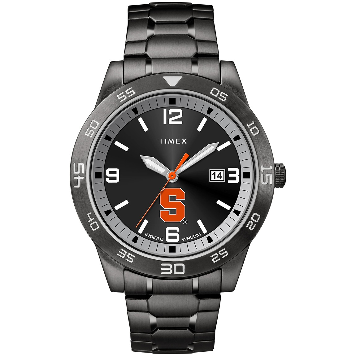 Timex Tribute メンズ Collegiate Acclaim 42粍 ウオッチ Syracuse Orange 黒いこと ステンレス鋼スチール写真 エクスパンションバンド