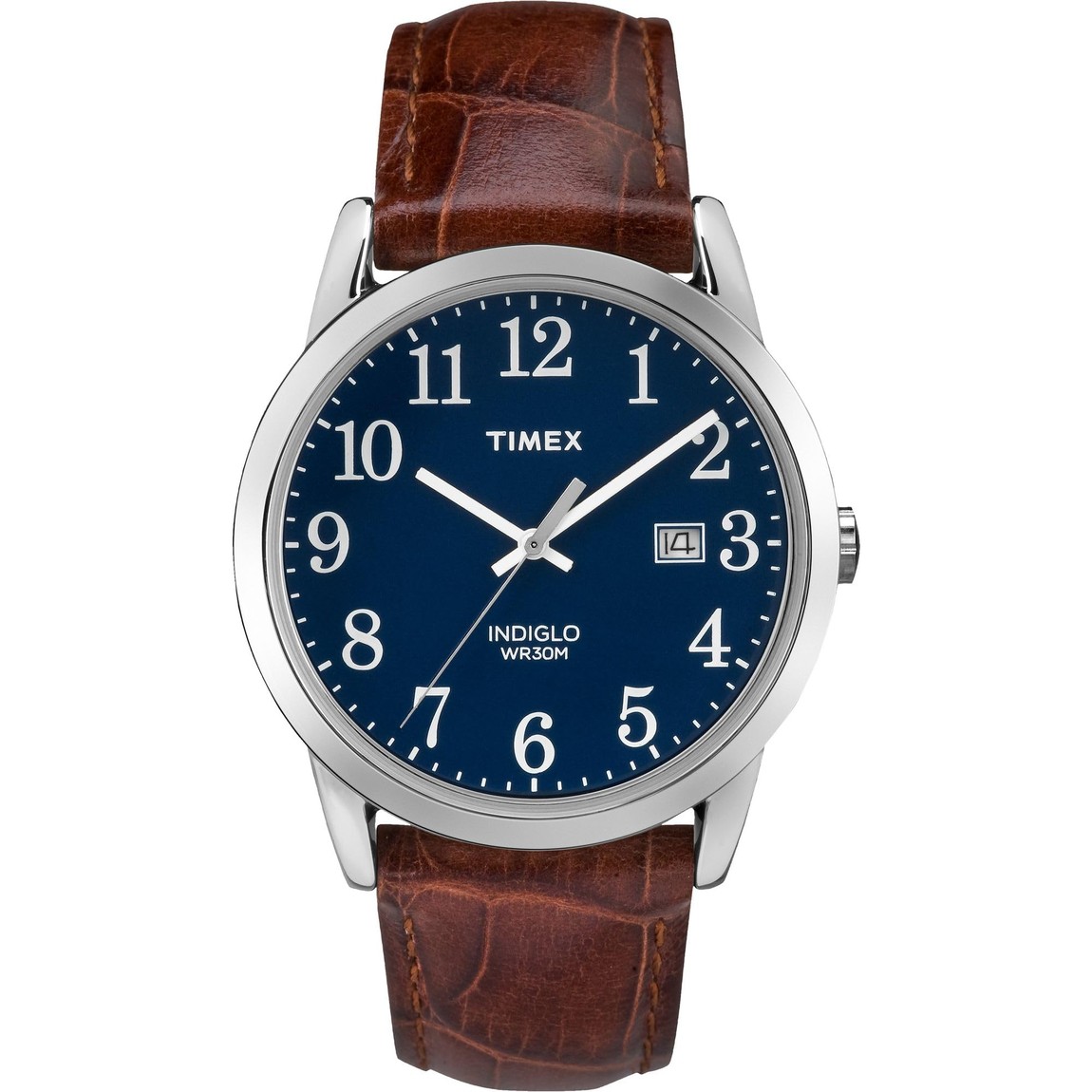 タイメックス Easy Reader メンズ シルバーケース ブルー文字盤 ブラウンレザー 38mm|Basqueバスク