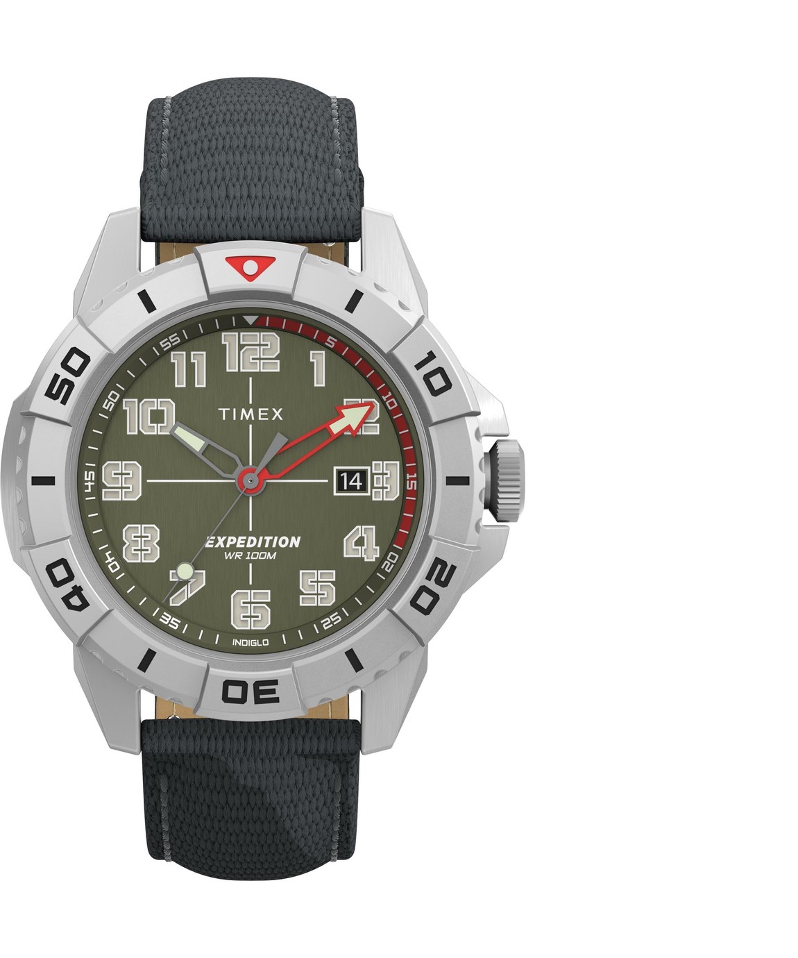 タイメックス Expedition North Ridge メンズ 腕時計 42mm グリーン文字盤 ブラックストラップ シルバーケース|Basqueバスク