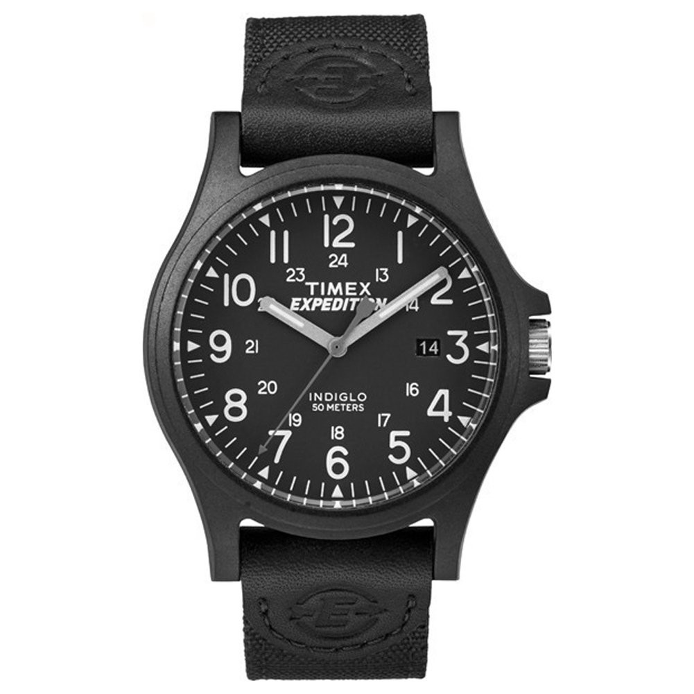 タイメックス Expedition Acadia メンズ ブラック文字盤 レザー ナイロンバンド ミリタリー 40mm｜Basqueバスク