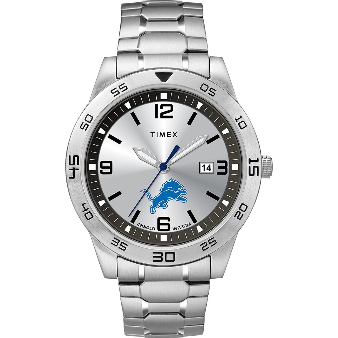 タイメックス Tribute NFL Citation メンズ デトロイト・ライオンズ シルバー文字盤 ステンレス エクスパンションバンド 42mm｜Basqueバスク