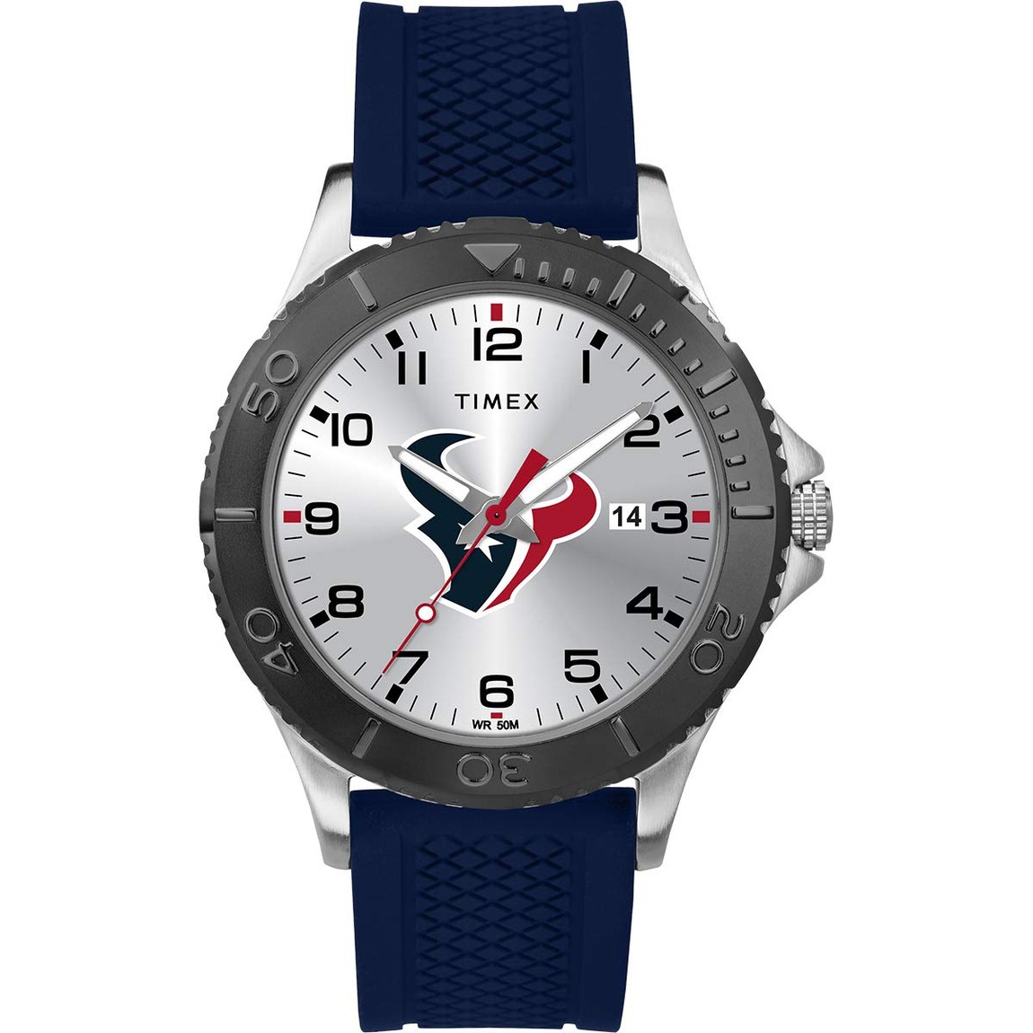 タイメックス NFL Gamer Houston Texans メンズ クォーツ シルバー文字盤 ブルーシリコンベルト 日付表示 42mm｜Basqueバスク 18,830円