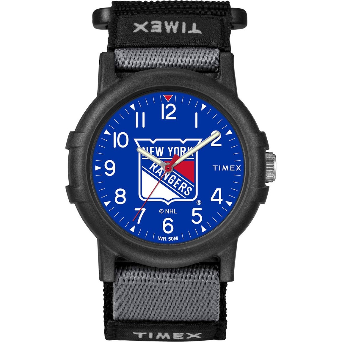 タイメックス NHL Recruit メンズ ニューヨーク・レンジャーズ シルバー文字盤 ブラック ファブリック 38mm｜Basqueバスク