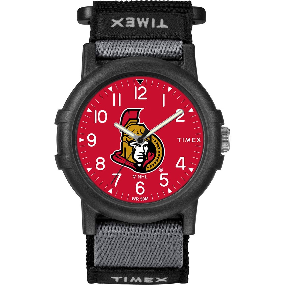 タイメックス NHL Recruit メンズ オタワ・セネターズ シルバー文字盤 ブラック ファブリックストラップ 38mm｜Basqueバスク