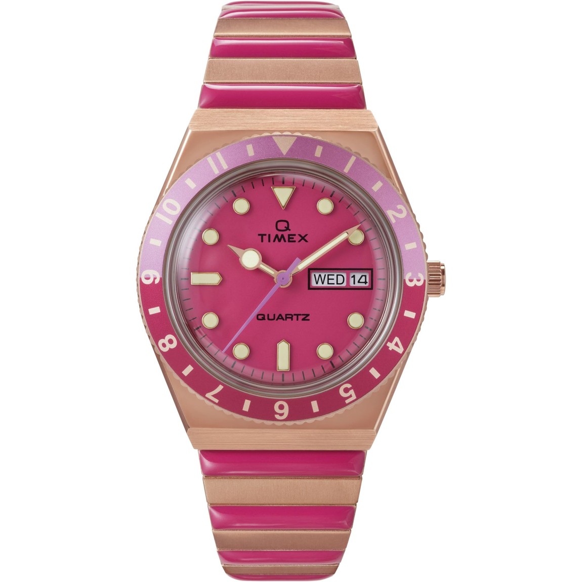 タイメックス Q Timex レディース ピンク文字盤 ローズゴールドケース ステンレス 伸縮バンド 36mm|Basqueバスク