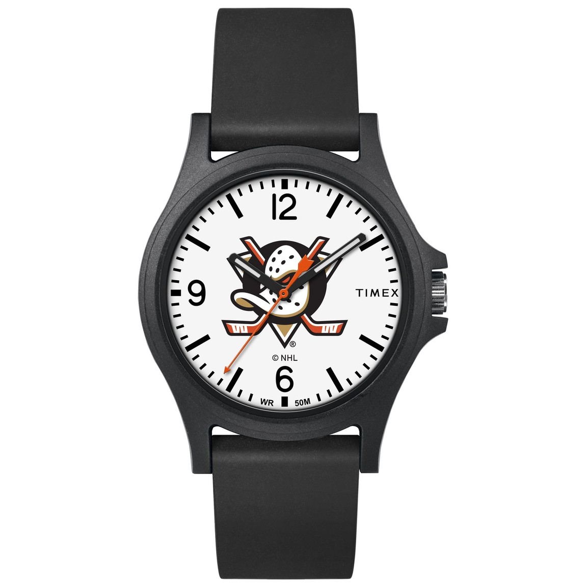タイメックス Arena メンズ アナハイム・ダックス NHL ロゴ ブラックケース ホワイト文字盤 ブラックバンド 40mm｜Basqueバスク
