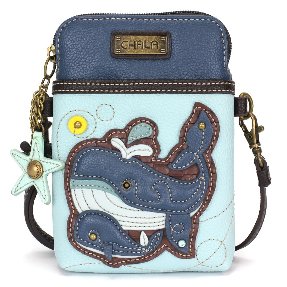 CHALA クジラ ホエール オーシャンコレクション スマートフォン ショルダーバッグ クロスボディバッグ ヴィガンレザー ブルー|Basqueバスク