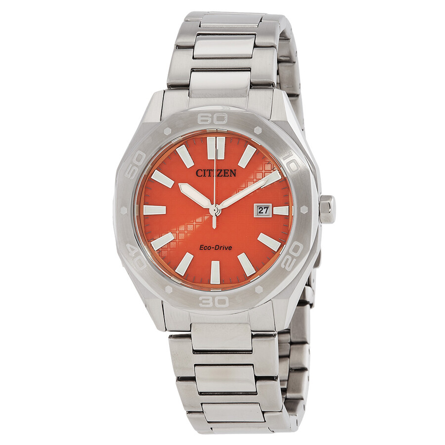 Citizenシチズンウオッチ 逆インポート Eco Drive オレンジ色 文字盤 メンズ 御覧になる BM7630 80Z