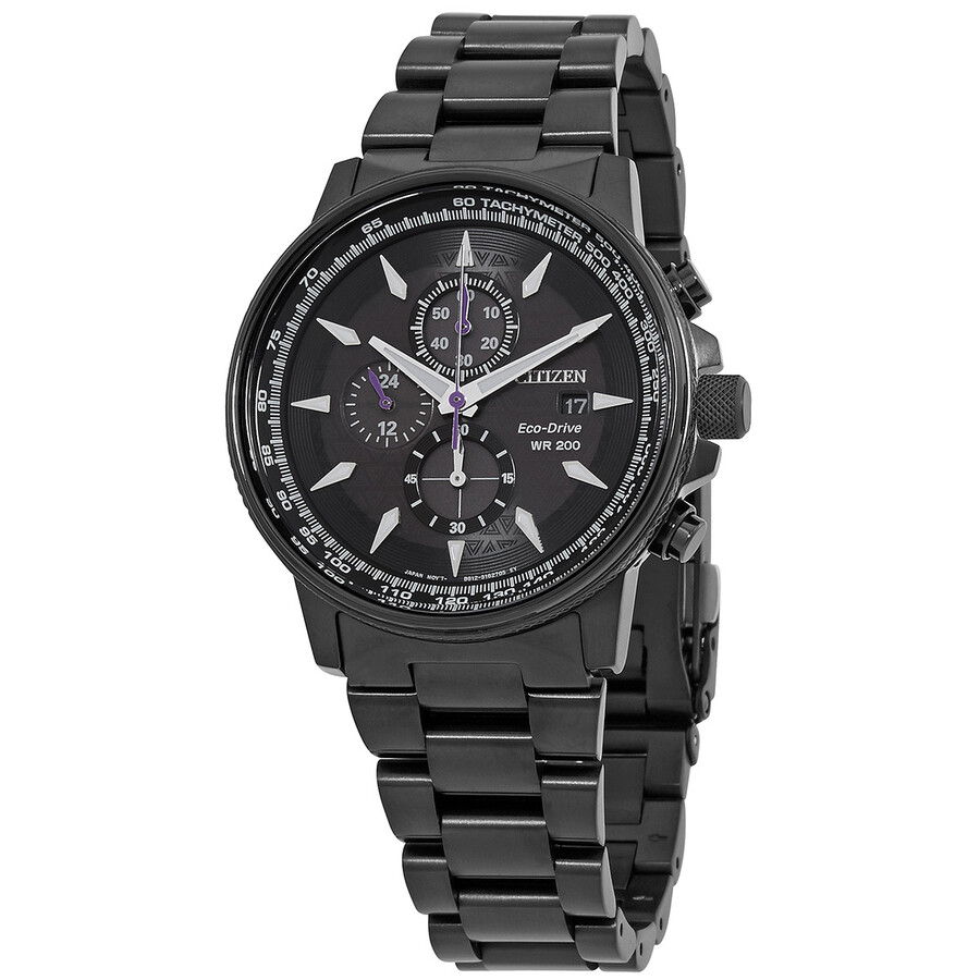Citizenシチズンウオッチ 逆インポート Eco Drive Marvel Black Panther クロノグラフ 黒いこと 文字盤 メンズ ご覧なさる CA0297 52W