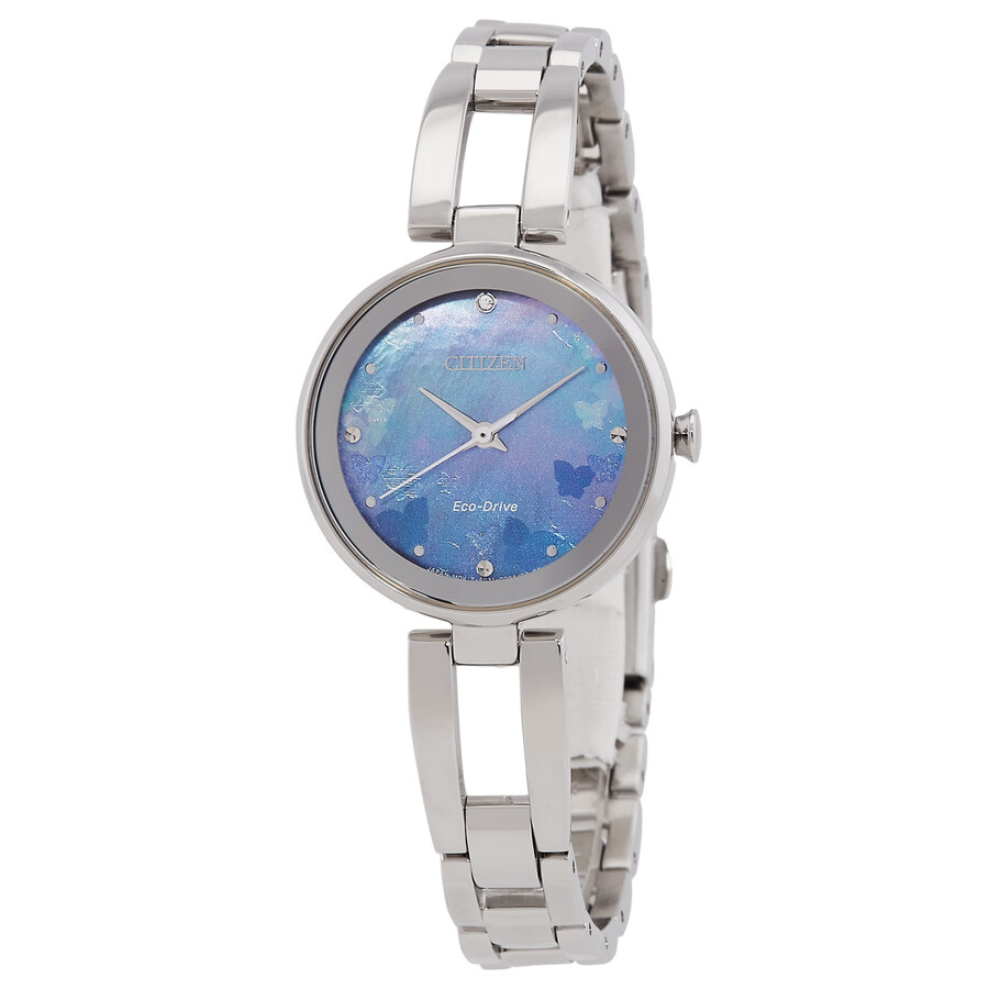 Citizenシチズンウオッチ 逆インポート Eco Drive 青碧 文字盤 レディース ご覧なさる EM0801 85N