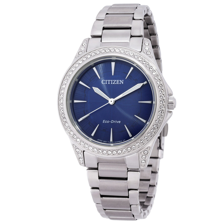 Citizenシチズン腕時計 逆輸入 Classic Eco Drive クリスタル ブルー ダイヤル レディース ウォッチ EM0940 54L