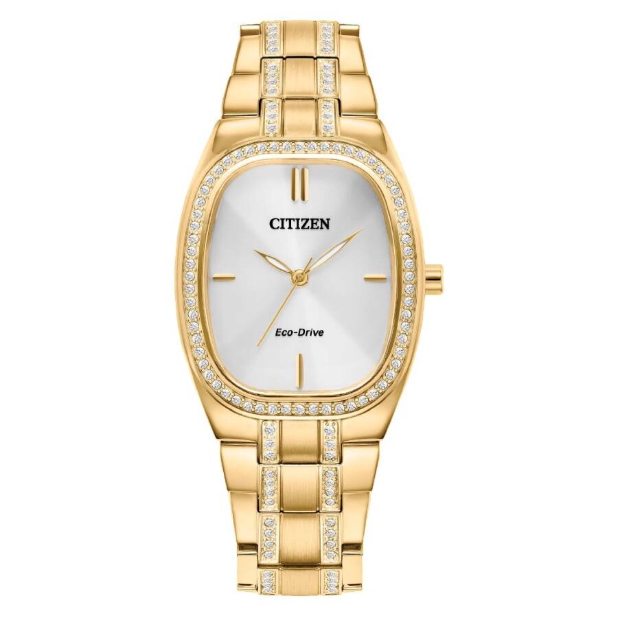 Citizenシチズンウオッチ 逆インポート 結晶 Eco Drive しろがね色 文字盤 レディース 御覧になる EM1082 50A