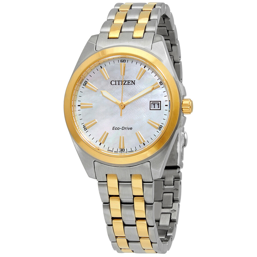 Citizenシチズン腕時計 逆輸入 Eco Drive マザーオブパール ダイヤル ツートーン レディース ウォッチ EO1224 54D