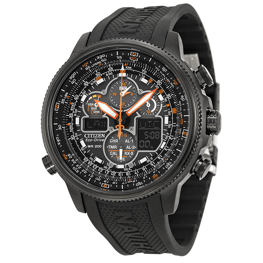Citizenシチズンウオッチ 逆インポート Promaster Navihawk AT Eco Drive 黒いこと 文字盤 メンズ ご覧なさる JY8035 04E