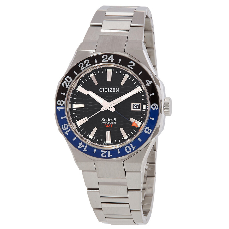 Citizenシチズン腕時計 逆輸入 Series 8 GMT オートマチック ブラック ダイヤル Batman Bezel メンズ ウォッチ NB6031 56E