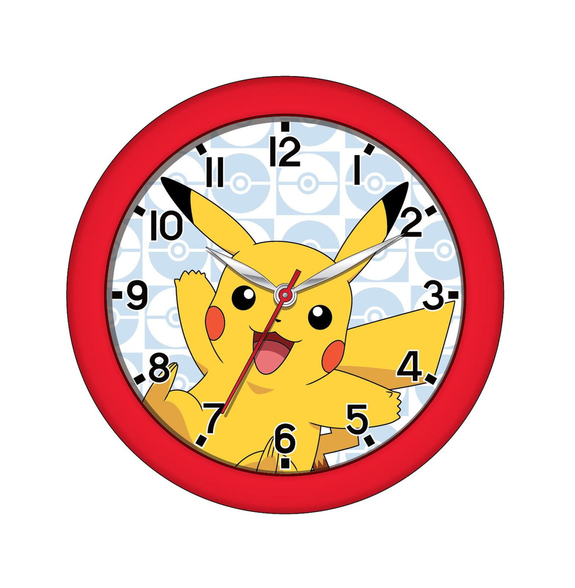 Pokemon ピカチュウ 壁掛け時計 丸型 直径約24cm レッドフレーム アナログ時計 キャラクターグッズ｜Basqueバスク
