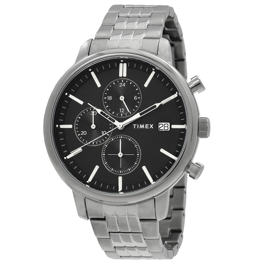 Timex Chicago メンズウオッチ クロノグラフ 石英 黒いこと文字記号盤 しろがね色腕輪