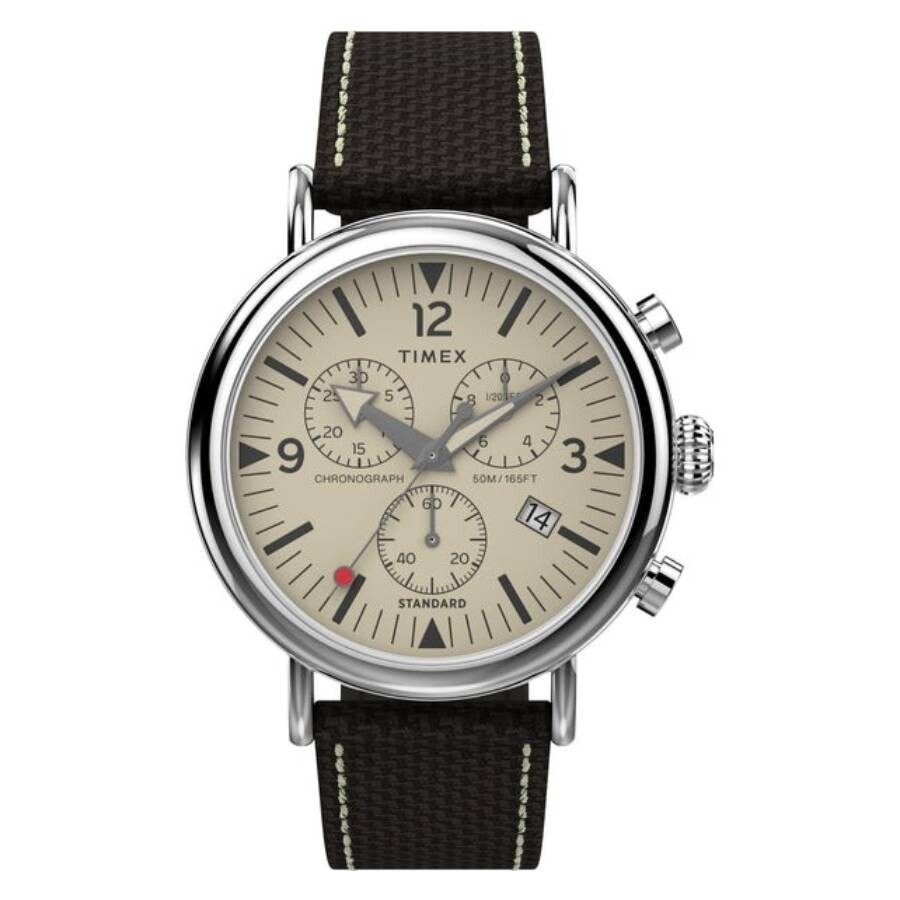 Timex Standard クロノグラフ メンズ ウオッチ 石英 しろがね色容れもの 皮膚軟化剤文字記号盤 ブラックファブリックベルト