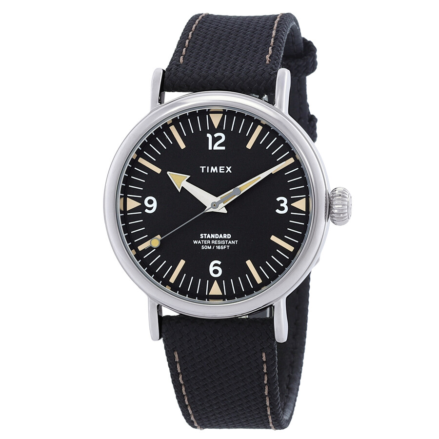 Timex メンズ ウオッチ 石英 黒いこと文字記号盤 しろがね色容れもの ファブリックストラップ アナログ 心地よい