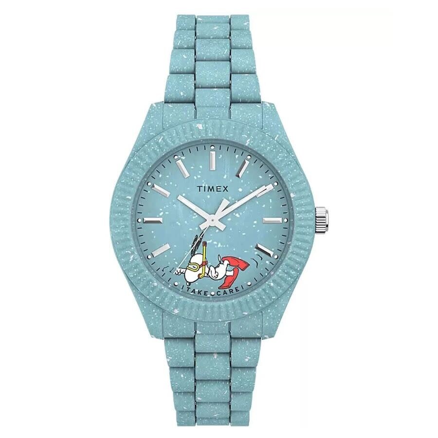Timex Peanuts Snoopy ウオッチ レディース 石英 青碧 文字記号盤 南京豆 共同研究 ステンレス鋼