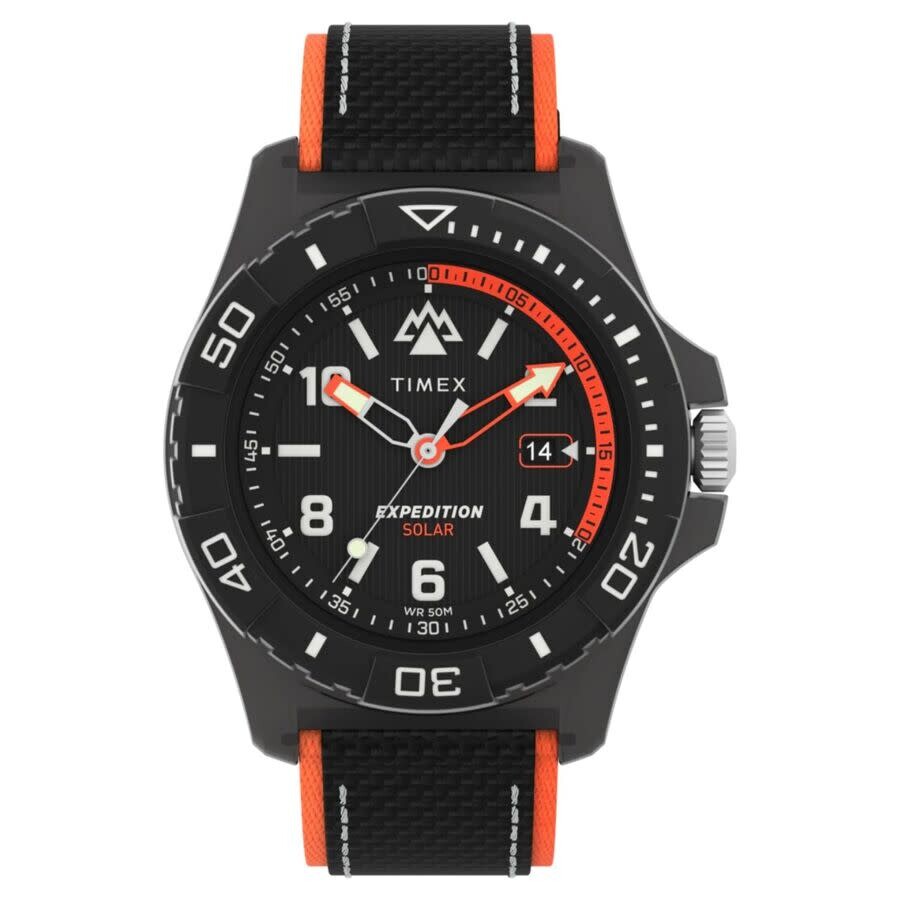Timex Expedition ウオッチ メンズ アナログ 石英 黒いこと文字記号盤 オレンジ色声遣い 天然ゴム三尺帯