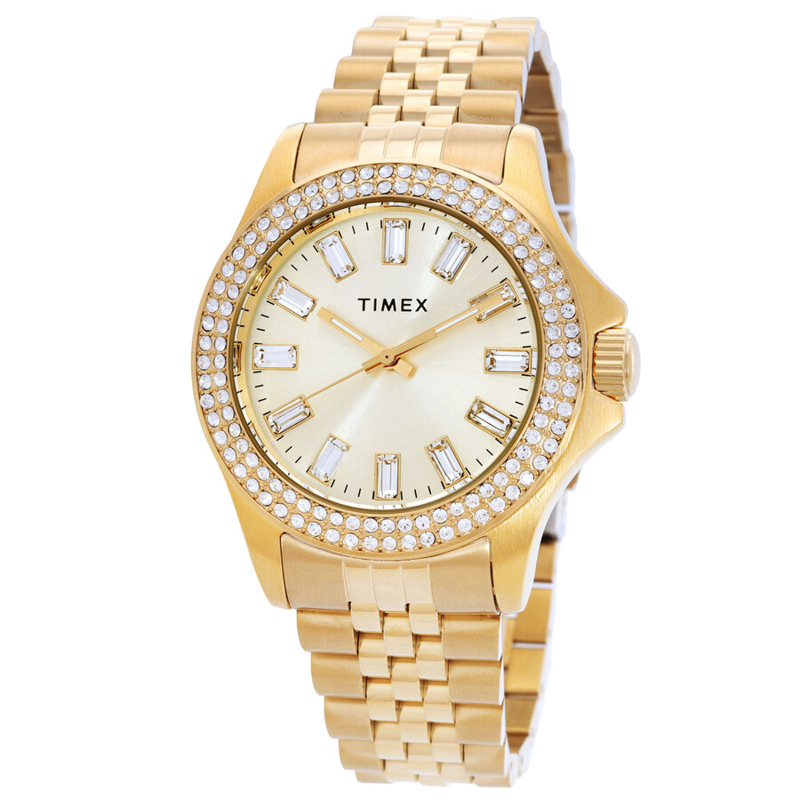 Timex Kaia ウオッチ レディース ゴールド ステンレス鋼 石英 クリスタルベゼル 38粍