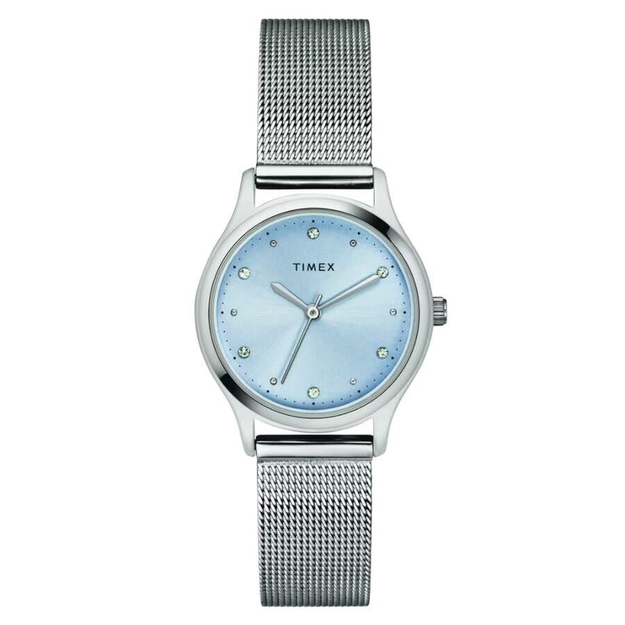 Timex Transcend ウオッチ レディース 石英 青碧文字記号盤 メッシュ三尺帯 ステンレス鋼スチール写真 アナログ