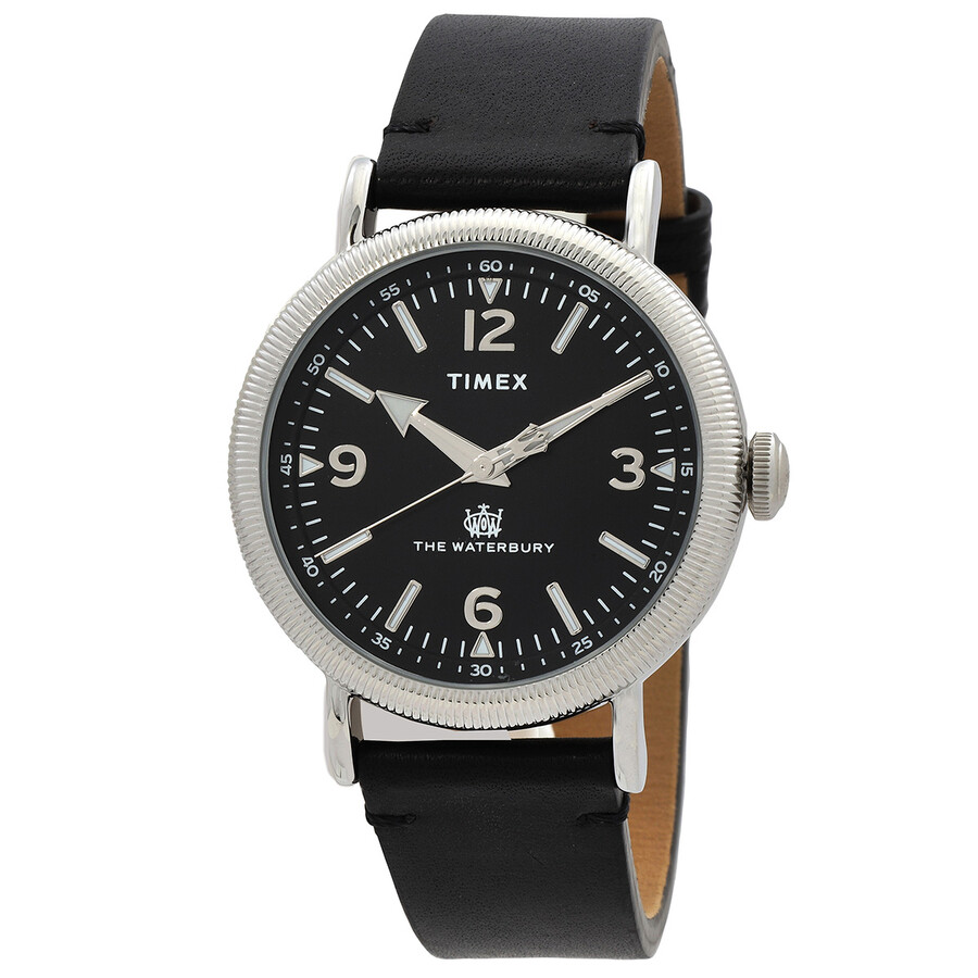 TIMEX Waterbury Standard ウオッチ メンズ 石英 黒いこと文字記号盤 しろがね色容れもの なめし革三尺帯
