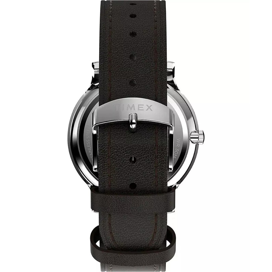 Timex Trend Gallery ウオッチ メンズ 米国海軍文字記号盤 石英 ブラックレザーベルト しろがね色容れもの 40粍