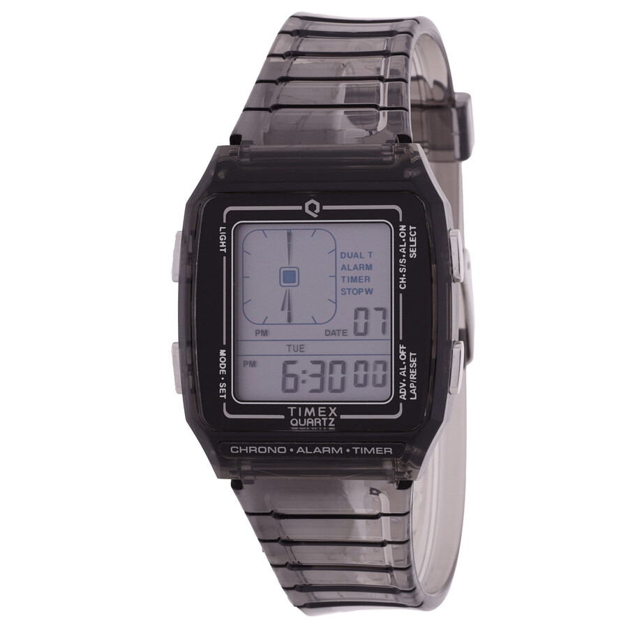 Timex Q Timex LCA ウオッチ デジタル ユニ一発やる 澄み切った薄墨色 レジン 石英 真四角