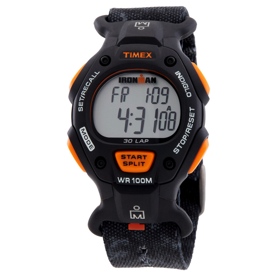 Timex Ironman Classic 30-Lap デジタルウオッチ メンズ 黒いこと 天然ゴム容れもの ファブリックストラップ 10空圧雨合羽
