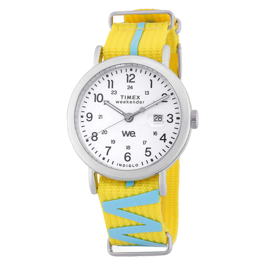 Timex Weekender メンズ 腕時計 クォーツ ホワイト文字盤 イエローファブリックストラップ 40mm|Basqueバスク