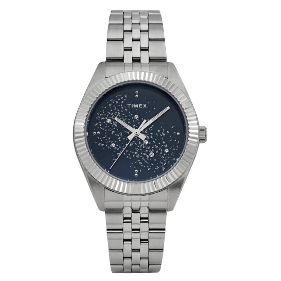Timex レディースウオッチ Legacy Celestial 青碧文字記号盤 石英 しろがね色 ステンレス鋼スチール写真 36粍