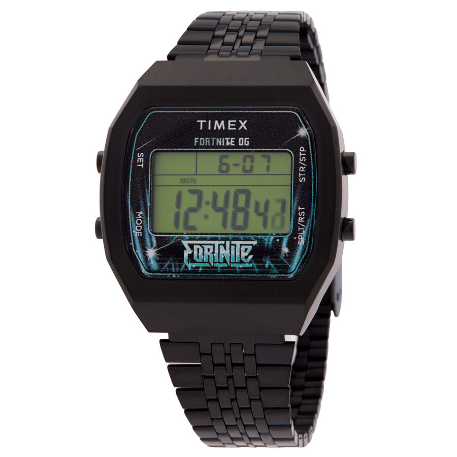 Timex X Fortnite T80 ウオッチ メンズ レディース デジタル 黒いこと ステンレス鋼