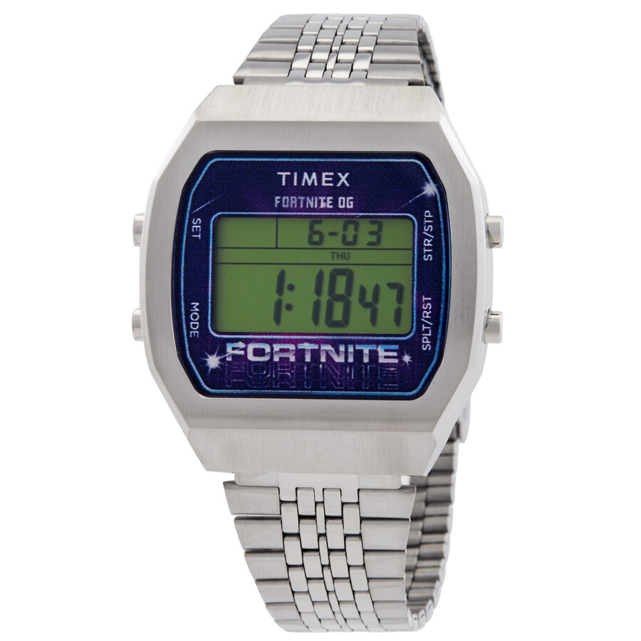 Timex Fortnite T80 デジタル ウオッチ 石英 しろがね色 ステンレス鋼スチール写真 ユニ一発やる