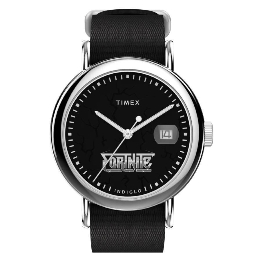 Timex X Fortnite Weekender ウオッチ メンズ レディース 石英 黒いこと文字記号盤 ファブリックベルト