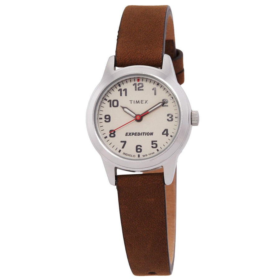 Timex Expedition レディース ウオッチ 石英 皮膚軟化剤文字記号盤 ブラウンレザーベルト アナログ