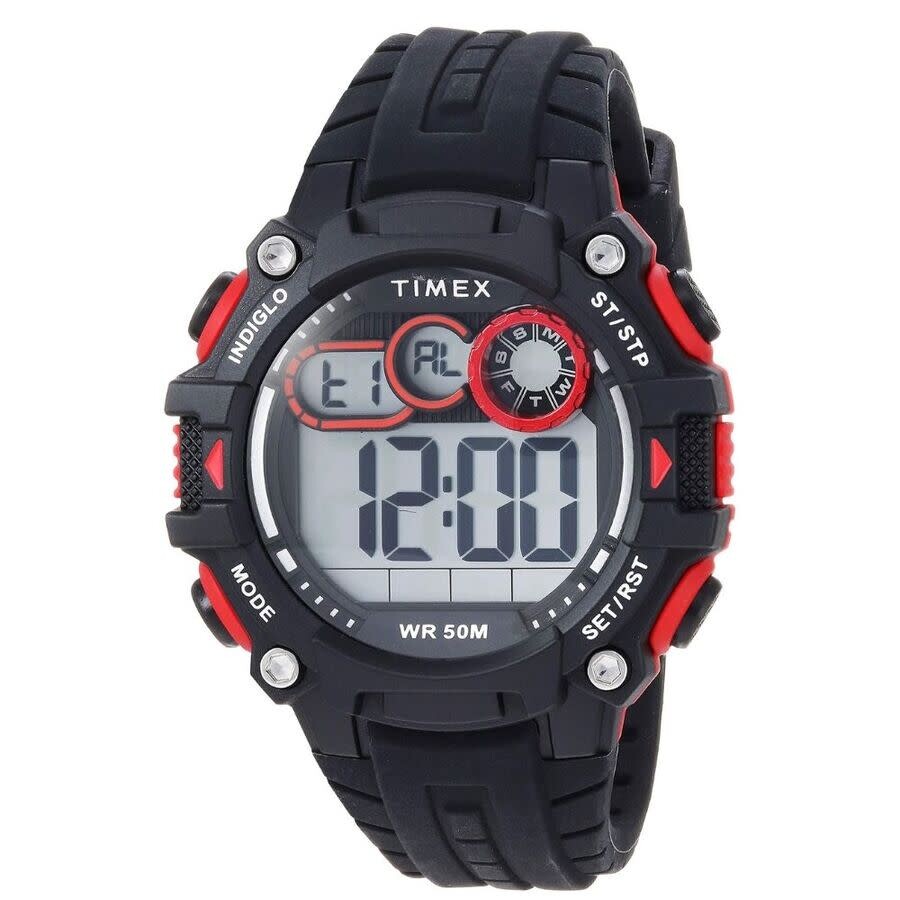 Timex Dgtl ウオッチ メンズ デジタル 石英 黒いこと×赤いこと 天然ゴム三尺帯 スポーツウォッチ
