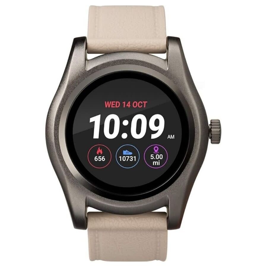 Timex Iconnect レディース ウオッチ デジタル 石英 黒いこと文字記号盤 ベージュストラップ ラウンド容れもの
