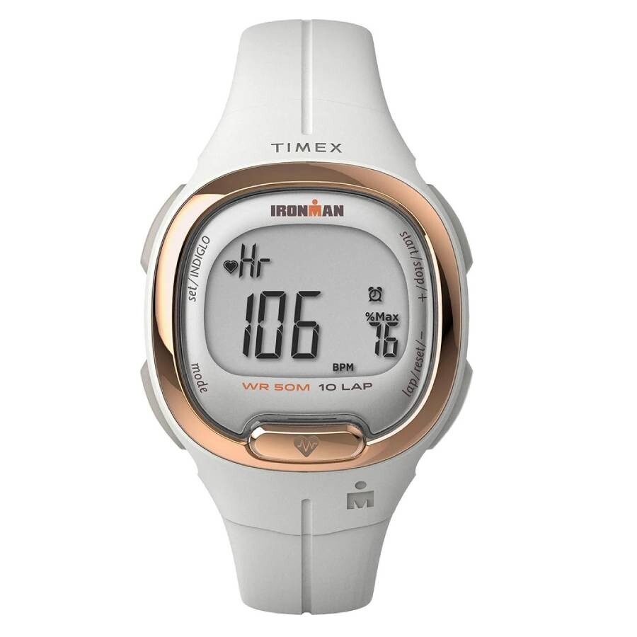Timex Ironman Transit レディースウオッチ デジタル 石英 白いこと脂 ローズゴールドベゼル
